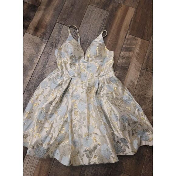 Gold and blue princess B. darlin prom formal dress 11/12 - Picture 1 of 6